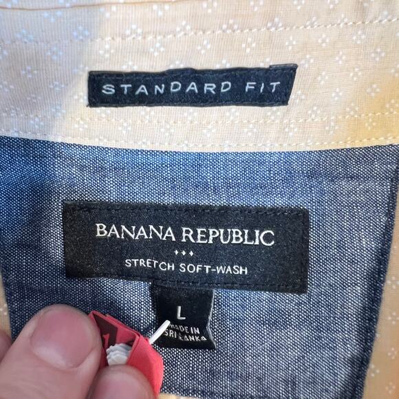 Banana Republic Factory Button Shirt Men L Stretch Soft Wash Contrast Roll Cuffs - Picture 2 of 14